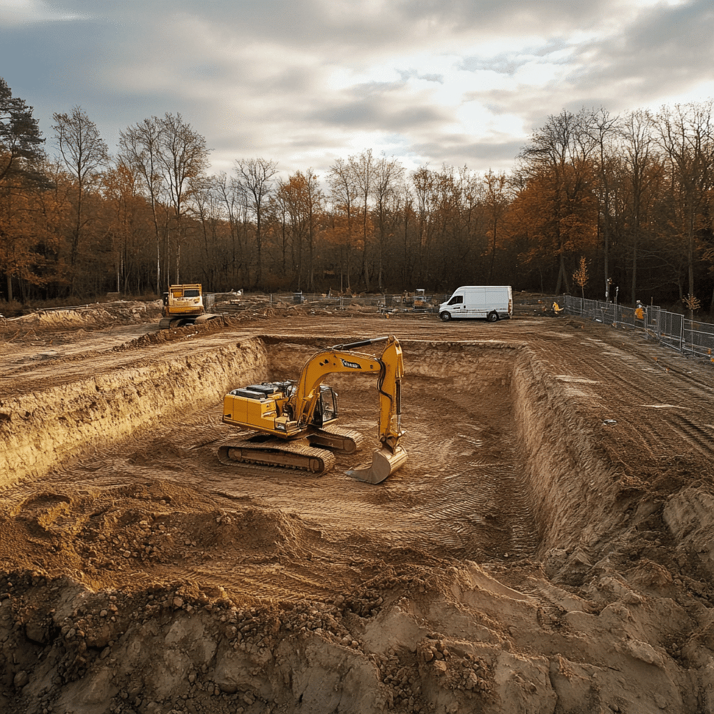 Wykopy koparką pod fundamenty
