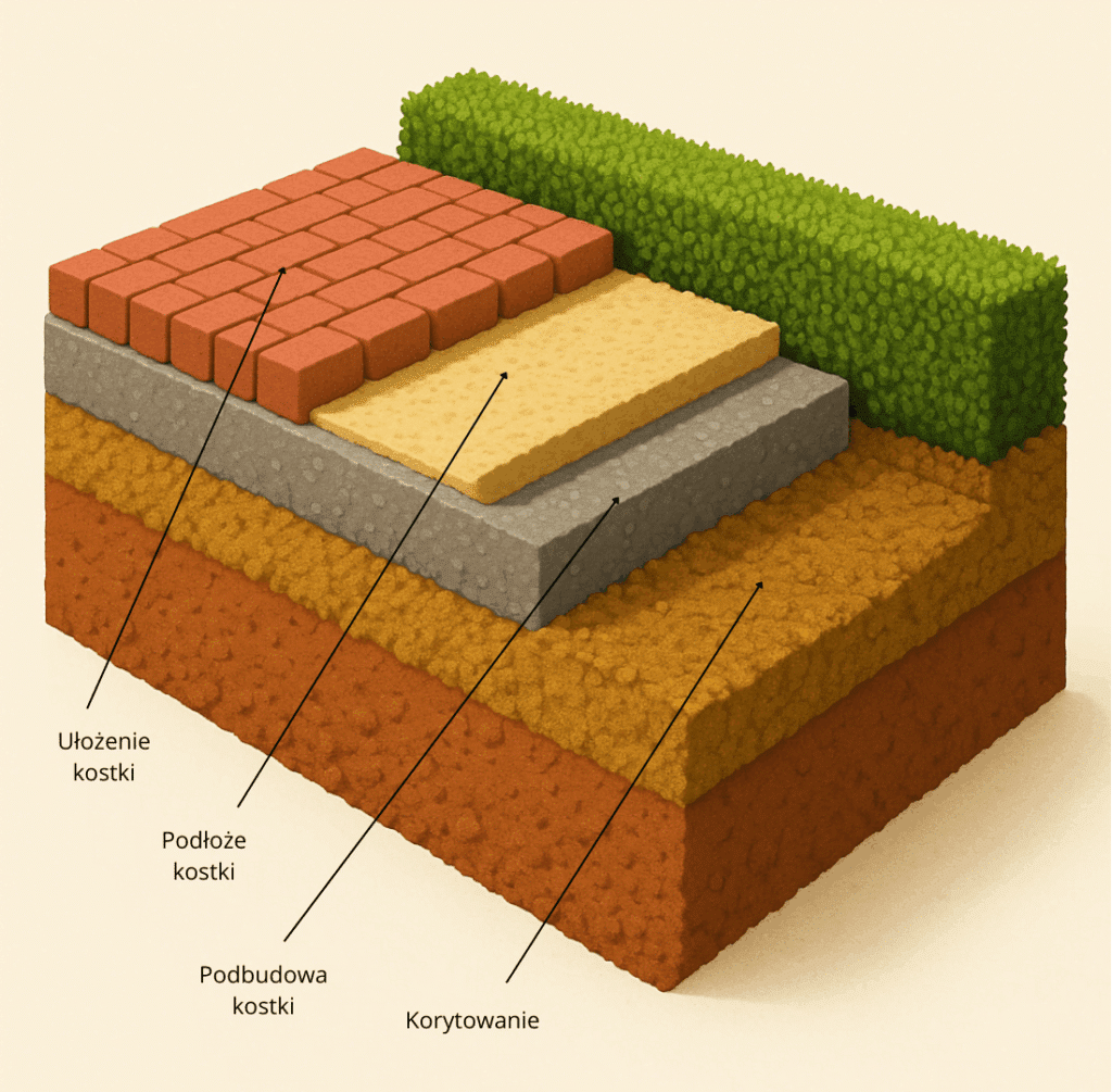 Korytowanie gruntu pod kostke i obrzeża